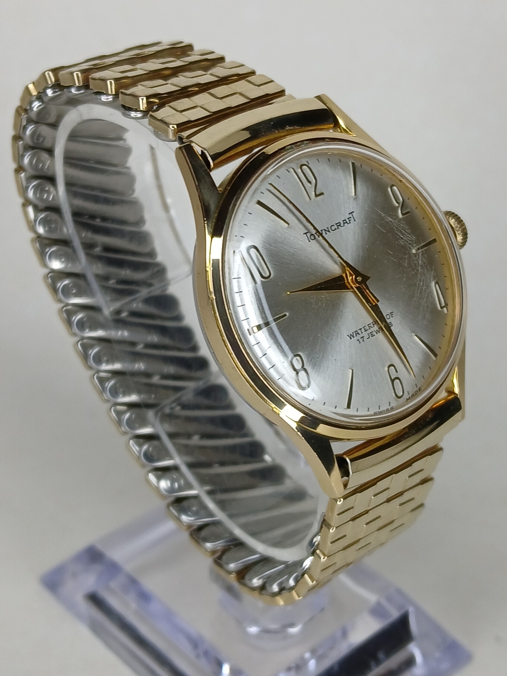 Vintage 1960s Towncraft 17 Jewels Swiss Mechanical Watch 1960s 10k GF Runs